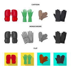 Isolated object of glove and winter sign. Set of glove and equipment stock vector illustration.