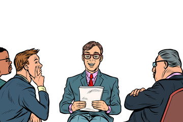 business presentation, a man makes a report