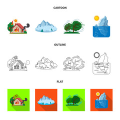 Vector design of natural and disaster logo. Set of natural and risk stock symbol for web.