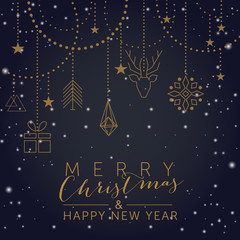 Christmas and New Year background with geometric elements