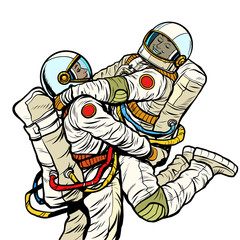 couple in love astronaut man and woman. love romance hugs © studiostoks