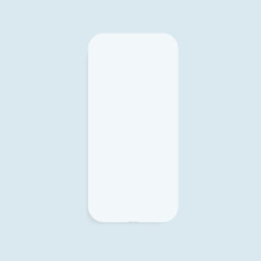 Simple smartphone vector mockup. Trendy clay mobile phone template with blank screen for design app.