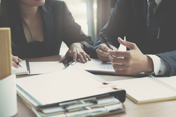 Business People Planning Strategy Analysis from financial document report, Office Concept