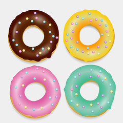 Donut set. Hand drawn bakery design pop art