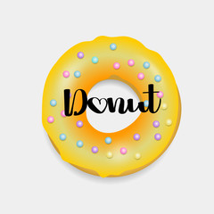 Donut. Hand drawn bakery design pop art