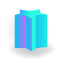 pentagram prism - 3D geometric shape with holographic gradient isolated on white background vector