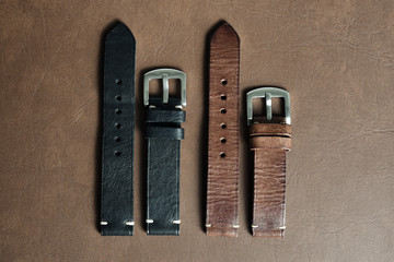 Watch straps, Genuine handcraft italian calfskin leather with white top stitching, Group of stylish wristwatch straps, Men fashion and accessories.