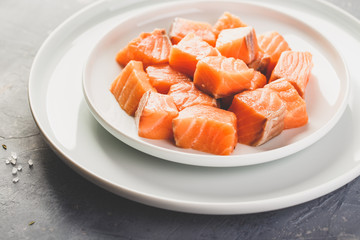 Close up at pieces of Salmon