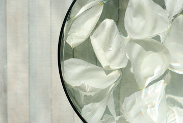 white petals in aroma bowl