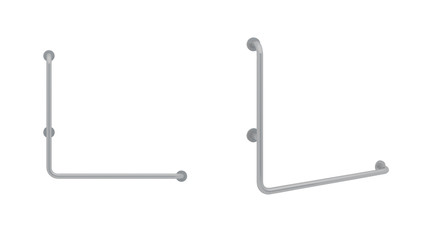 Stainless Steel L-shaped Handrail Corner Grab Handicap Accessible Bathroom Safety Grab Bar Bathtub Toilet Toilet Non-slip on white background with Clipping path