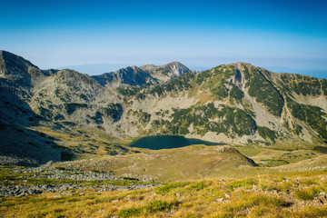 Path between Vihren hut and Vihren peak in Pirin national park, near Bansko, Bulgaria