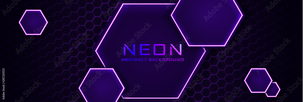Poster abstract neon infographic background with violet light, line and texture. vector banner design in da