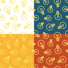 Light Bulbs seamless pattern. 4 color variations. Vector file