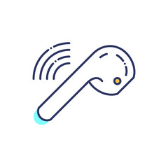 White wireless bluetooth earphones or headphones color line icon. Headset element. Pictogram for web page, mobile app, promo.