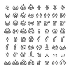 People Icons Line Work Group Team Vector