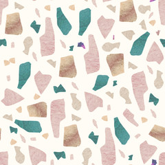 Watercolor abstract pastel colored terrazzo seamless pattern - wrapping paper, textiles, wallpaper