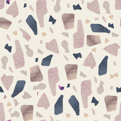 Watercolor abstract pastel colored terrazzo seamless pattern - wrapping paper, textiles, wallpaper
