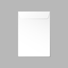 Vertical realistic envelope on a gray background. Vector illustration.