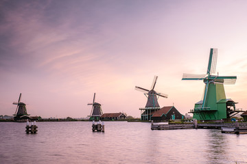 Zaanse Schans windmill village in the Netherlands, zaanse schans is a small wooden house village in Holland, Dutch windmills