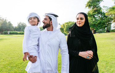 Arabian family spending time in a park