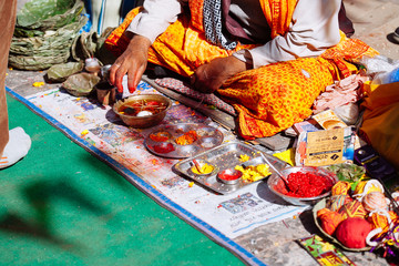 Detail of Hindu ceremony in Kathmandu, Nepal