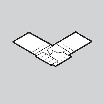 Line handshake icon isolated on a gray background. Vector image. esp 10