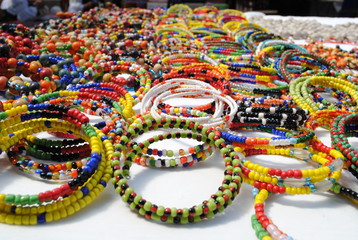Fototapeta na wymiar bracelets and necklaces