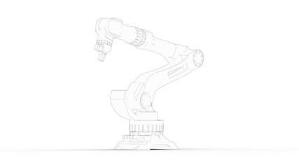 3D rendering of a robot arm isolated in white studio background