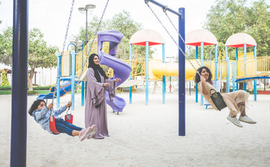 Arabian family spending time in a park