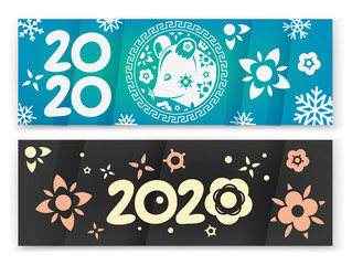 Happy chinese new year 2020 vector banners