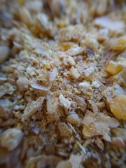 Detail of chopped corn for chickens