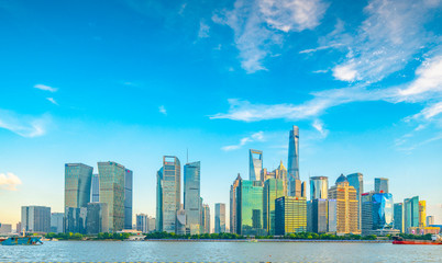 The Bund and Lujiazui's Cityscape on the Huangpu River in Shanghai, China