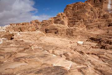 White canyon in village Dahab in Egypt in a sunny day in summer. Beautiful yellow rocks close-up on a backgroun