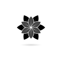 Flower Icon. Black on White Background With Shadow