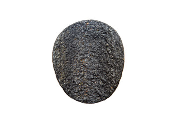 Black potato chips isolated on white