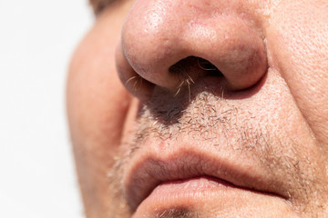 Bristle on the upper lip of a mature man