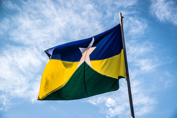 A beautiful view of brazil state flag (bandeira da Rondonia)