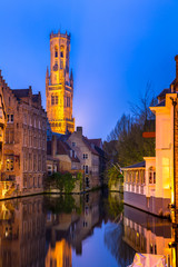 Fototapeta premium Bruges, Belgium sunset