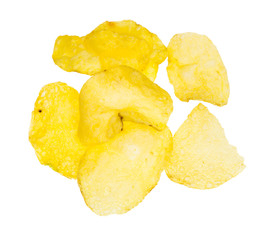several potato chips isolated on white