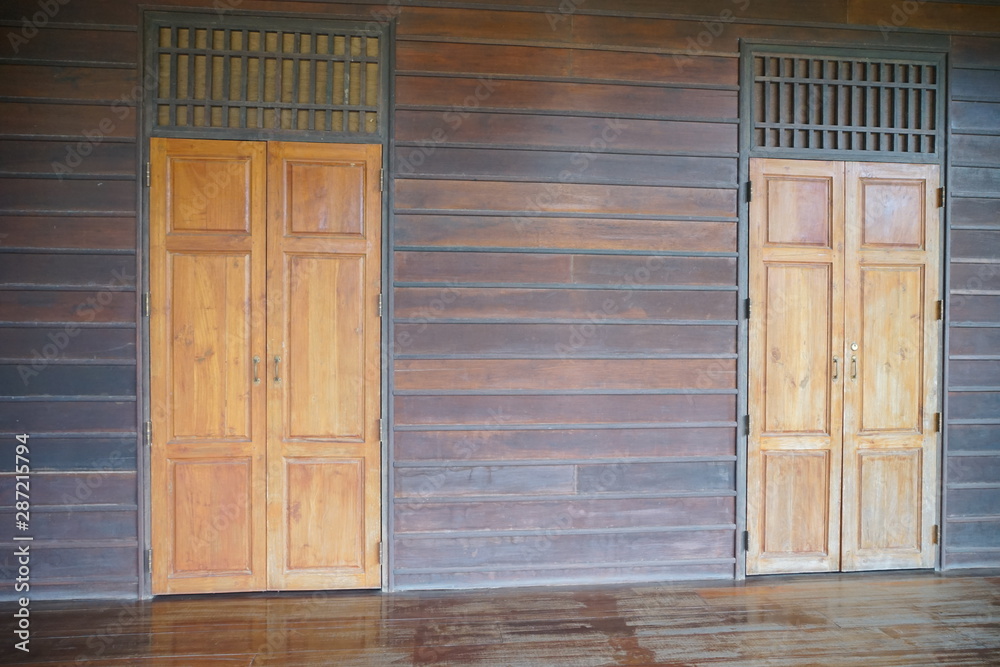 Sticker door in old wooden house