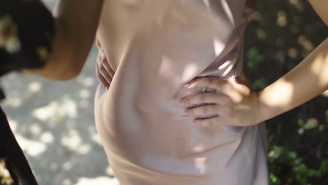 silk dress close-up waves in the wind