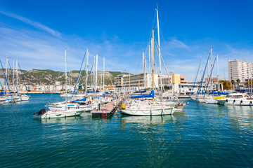 Fototapeta na wymiar Yachts in Toulon port, France