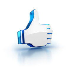 thumbs up 3D rendered illustration icon on white isolated background for agreement or positive rating and likes concepts specially on social media