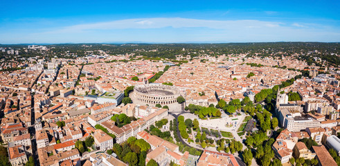 Nimes Arena aerial view, France