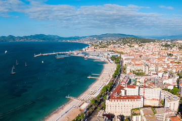 Fototapeta na wymiar Cannes aerial panoramic view, France