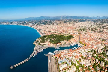 Afwasbaar Fotobehang Nice Mooi panoramisch uitzicht vanuit de lucht, Frankrijk