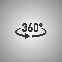360 view icon isolated on gray background, flat design style. Vector illustration.