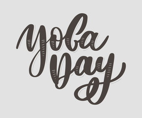 international yoga day, handwritten text, calligraphy, lettering
