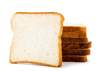 Stack of toast bread on a white background. Isolated