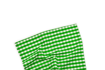 Green napkin isolated on white background. Copy space.